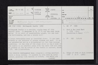 Balthayock Castle, NO12SE 4, Ordnance Survey index card, page number 1, Recto