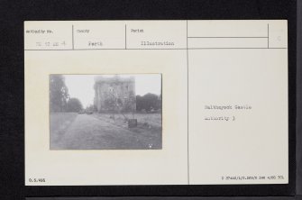 Balthayock Castle, NO12SE 4, Ordnance Survey index card, Recto