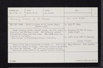 St Madoes, Pitfour, NO12SE 20, Ordnance Survey index card, Recto