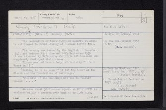 Grange Of Elcho, NO12SW 25, Ordnance Survey index card, page number 1, Recto