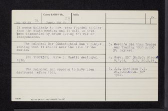 Perth Castle, NO12SW 28, Ordnance Survey index card, page number 2, Verso