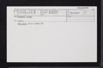 Kinnoull Castle, NO12SW 69, Ordnance Survey index card, Recto