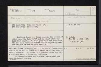 Meikleour House, NO13NE 4, Ordnance Survey index card, Recto