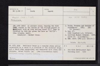 Meikleour, Mercat Cross, NO13NE 8, Ordnance Survey index card, page number 1, Recto
