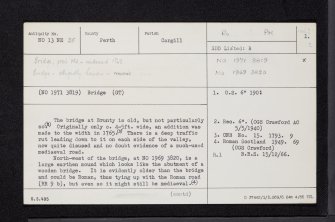 Brunty Mill Bridge, NO13NE 25, Ordnance Survey index card, page number 1, Recto