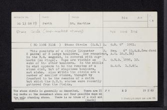 Colen, NO13SW 19, Ordnance Survey index card, page number 1, Recto
