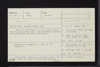 Craighall, NO14NE 12, Ordnance Survey index card, page number 1, Recto