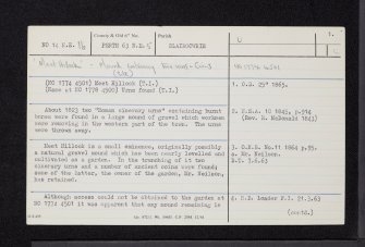 Meet Hillock, Blairgowrie, NO14NE 16, Ordnance Survey index card, page number 1, Recto