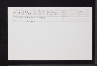 Lady Lindsay's Castle, NO14NE 23, Ordnance Survey index card, Recto
