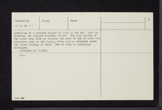 Lady Lindsay's Castle, NO14NE 23, Ordnance Survey index card, page number 2, Verso
