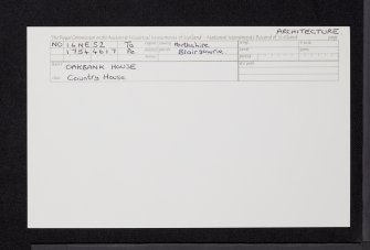 Oakbank House, NO14NE 52, Ordnance Survey index card, Recto