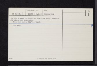 Moss Of Ardblair, NO14SE 2, Ordnance Survey index card, page number 2, Verso