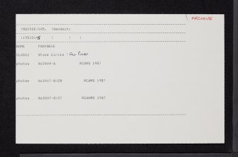 Parkneuk, NO15SE 5, Ordnance Survey index card, Recto