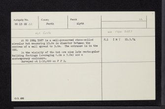 Tullymurdoch, NO15SE 22, Ordnance Survey index card, Recto