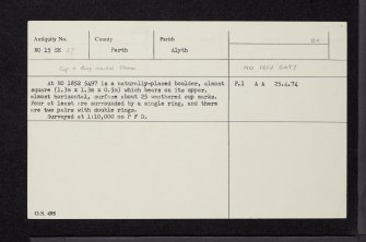 Drumderg, NO15SE 27, Ordnance Survey index card, Recto