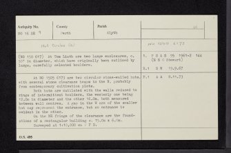 Tomlia, NO16SE 9, Ordnance Survey index card, Recto