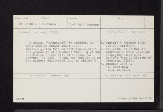 Tomintoul, NO19SW 3, Ordnance Survey index card, Recto