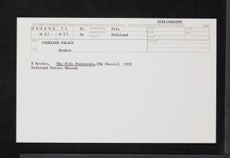 Falkland Palace, NO20NE 76, Ordnance Survey index card, Recto