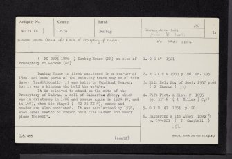 Dunbog House, NO21NE 1, Ordnance Survey index card, page number 1, Recto