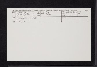 Lindores Castle, NO21NE 21, Ordnance Survey index card, Recto