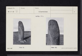 Newton Of Collessie, Standing Stone, NO21SE 18, Ordnance Survey index card, page number 1, Recto