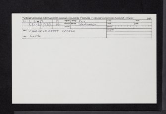 Cairneyflappet Castle, NO21SW 9, Ordnance Survey index card, Recto