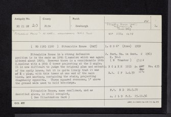 Pitcairlie House, NO21SW 20, Ordnance Survey index card, page number 1, Recto