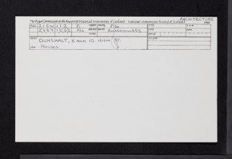 Dunshelt, 8 - 10 Main Street, NO21SW 112, Ordnance Survey index card, Recto