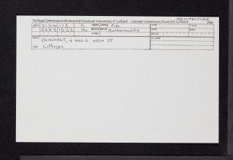 Dunshelt, 4 - 6 Main Street, NO21SW 113, Ordnance Survey index card, Recto