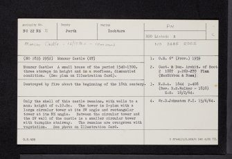 Moncur Castle, NO22NE 2, Ordnance Survey index card, Recto