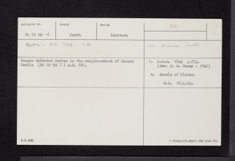 Moncur Castle, NO22NE 4, Ordnance Survey index card, Recto
