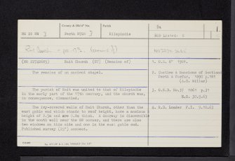 Rait, Old Parish Church And Churchyard, NO22NW 3, Ordnance Survey index card, page number 1, Recto