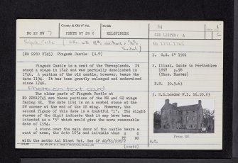 Fingask Castle, NO22NW 7, Ordnance Survey index card, page number 1, Recto