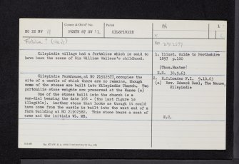 Kilspindie, NO22NW 11, Ordnance Survey index card, page number 1, Recto