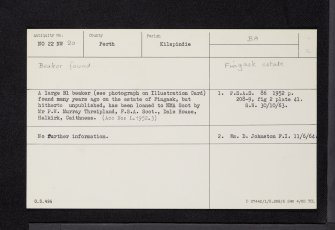 Fingask Estate, NO22NW 20, Ordnance Survey index card, Recto