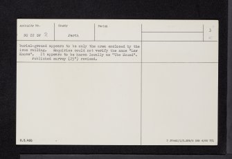 Law Knowe, NO22SW 2, Ordnance Survey index card, page number 3, Recto