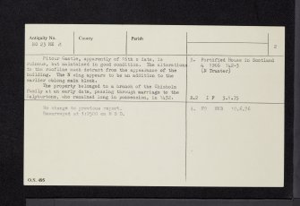 Pitcur Castle, NO23NE 2, Ordnance Survey index card, page number 2, Verso