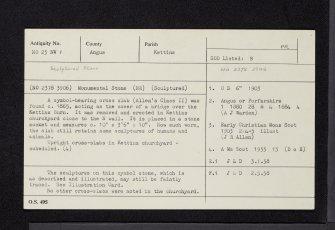 Kettins Churchyard, NO23NW 1, Ordnance Survey index card, Recto