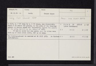 Coupar Angus Abbey, NO23NW 14, Ordnance Survey index card, Recto