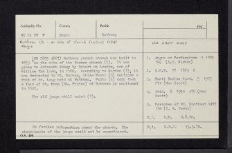 Ruthven, Parish Kirk, Churchyard And Old Parish Church, War Memorial Plaque, NO24NE 4, Ordnance Survey index card, Recto