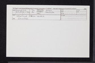 Newtyle Parish Church, NO24SE 10, Ordnance Survey index card, Recto