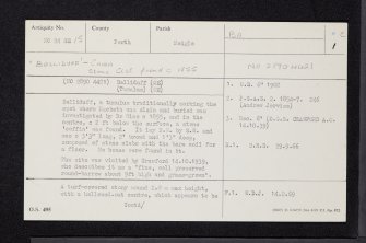 Belliduff, Belmont Castle, NO24SE 15, Ordnance Survey index card, page number 1, Recto