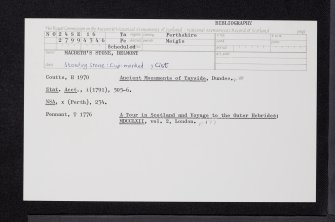 Macbeth's Stone, Belmont, NO24SE 16, Ordnance Survey index card, Recto