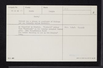 Belmont Castle, NO24SE 19, Ordnance Survey index card, page number 2, Verso