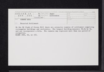 Strone Hill, NO25NE 18, Ordnance Survey index card, Recto