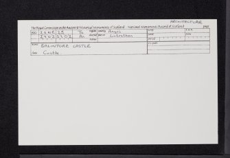 Balintore Castle, NO25NE 25, Ordnance Survey index card, Recto