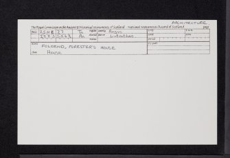Foldend, Forester's House, NO25NE 27, Ordnance Survey index card, Recto