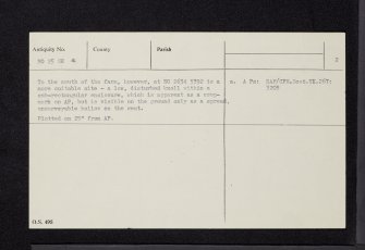 Peel Of Lintrathen, NO25SE 4, Ordnance Survey index card, page number 2, Verso