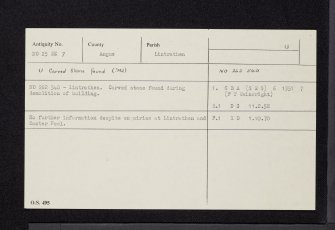Peel, NO25SE 7, Ordnance Survey index card, Recto