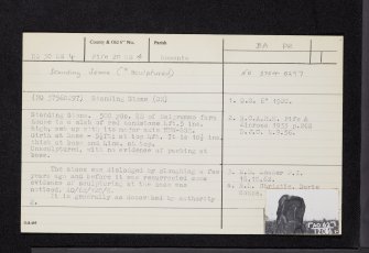 Balgrummo, NO30SE 4, Ordnance Survey index card, Recto